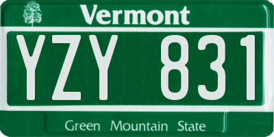 VT license plate YZY831