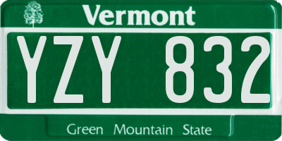 VT license plate YZY832