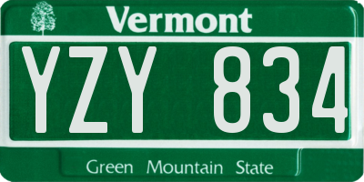 VT license plate YZY834