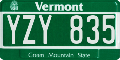 VT license plate YZY835