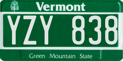 VT license plate YZY838