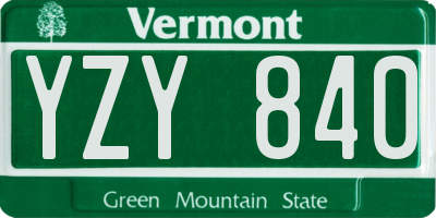 VT license plate YZY840