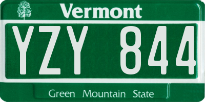 VT license plate YZY844