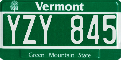 VT license plate YZY845