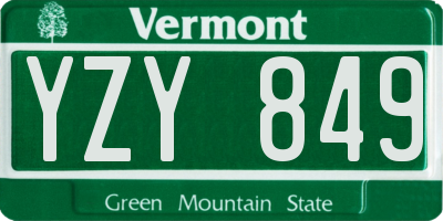 VT license plate YZY849