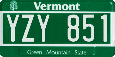 VT license plate YZY851