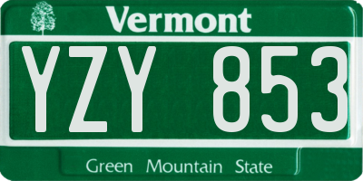 VT license plate YZY853