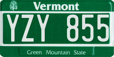 VT license plate YZY855