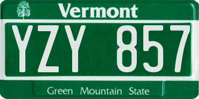 VT license plate YZY857