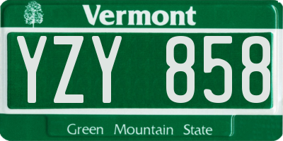 VT license plate YZY858