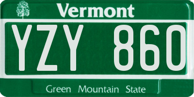 VT license plate YZY860