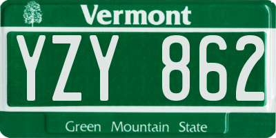 VT license plate YZY862