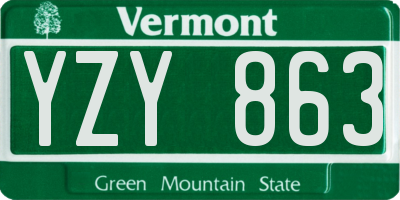 VT license plate YZY863