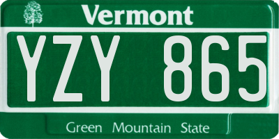 VT license plate YZY865