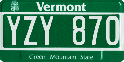 VT license plate YZY870