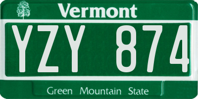 VT license plate YZY874