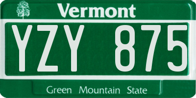VT license plate YZY875