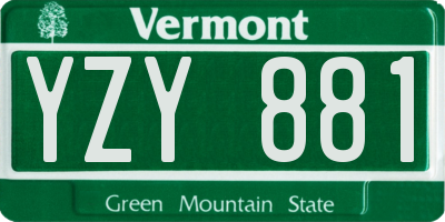 VT license plate YZY881