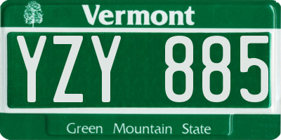 VT license plate YZY885