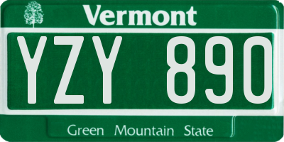 VT license plate YZY890