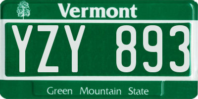 VT license plate YZY893