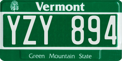 VT license plate YZY894
