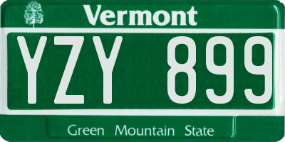 VT license plate YZY899