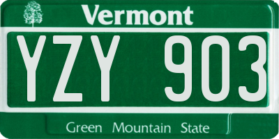VT license plate YZY903