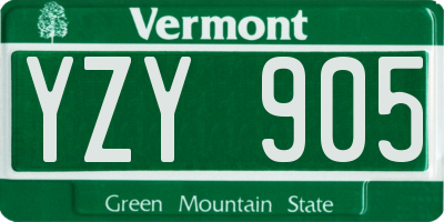 VT license plate YZY905