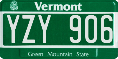 VT license plate YZY906
