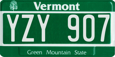 VT license plate YZY907