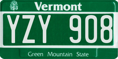 VT license plate YZY908