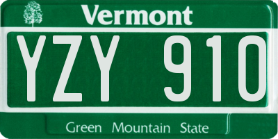 VT license plate YZY910