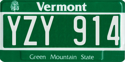 VT license plate YZY914