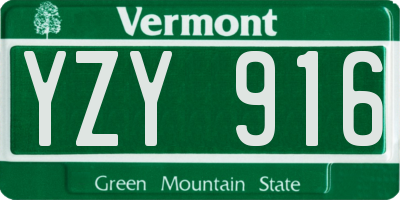VT license plate YZY916
