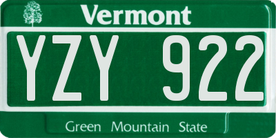 VT license plate YZY922