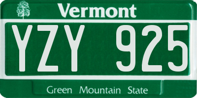 VT license plate YZY925