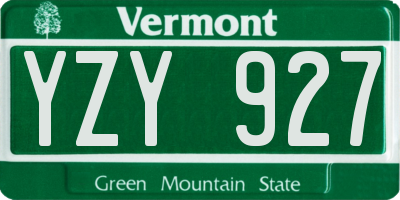 VT license plate YZY927