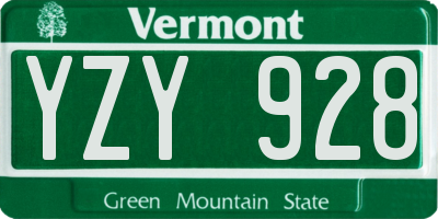 VT license plate YZY928