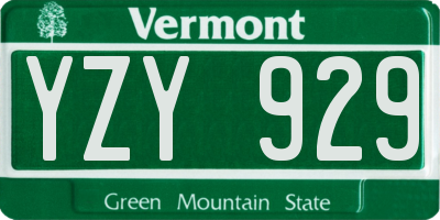 VT license plate YZY929