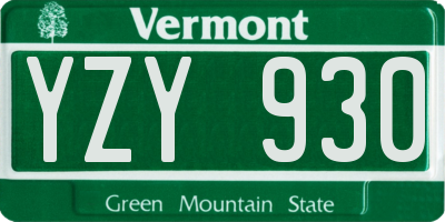 VT license plate YZY930