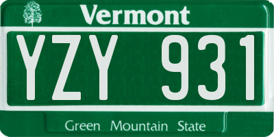VT license plate YZY931