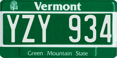VT license plate YZY934