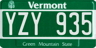 VT license plate YZY935