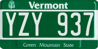 VT license plate YZY937
