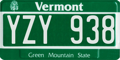 VT license plate YZY938