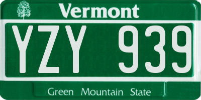 VT license plate YZY939