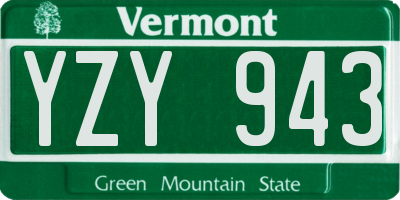 VT license plate YZY943