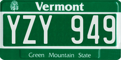 VT license plate YZY949