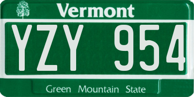 VT license plate YZY954
